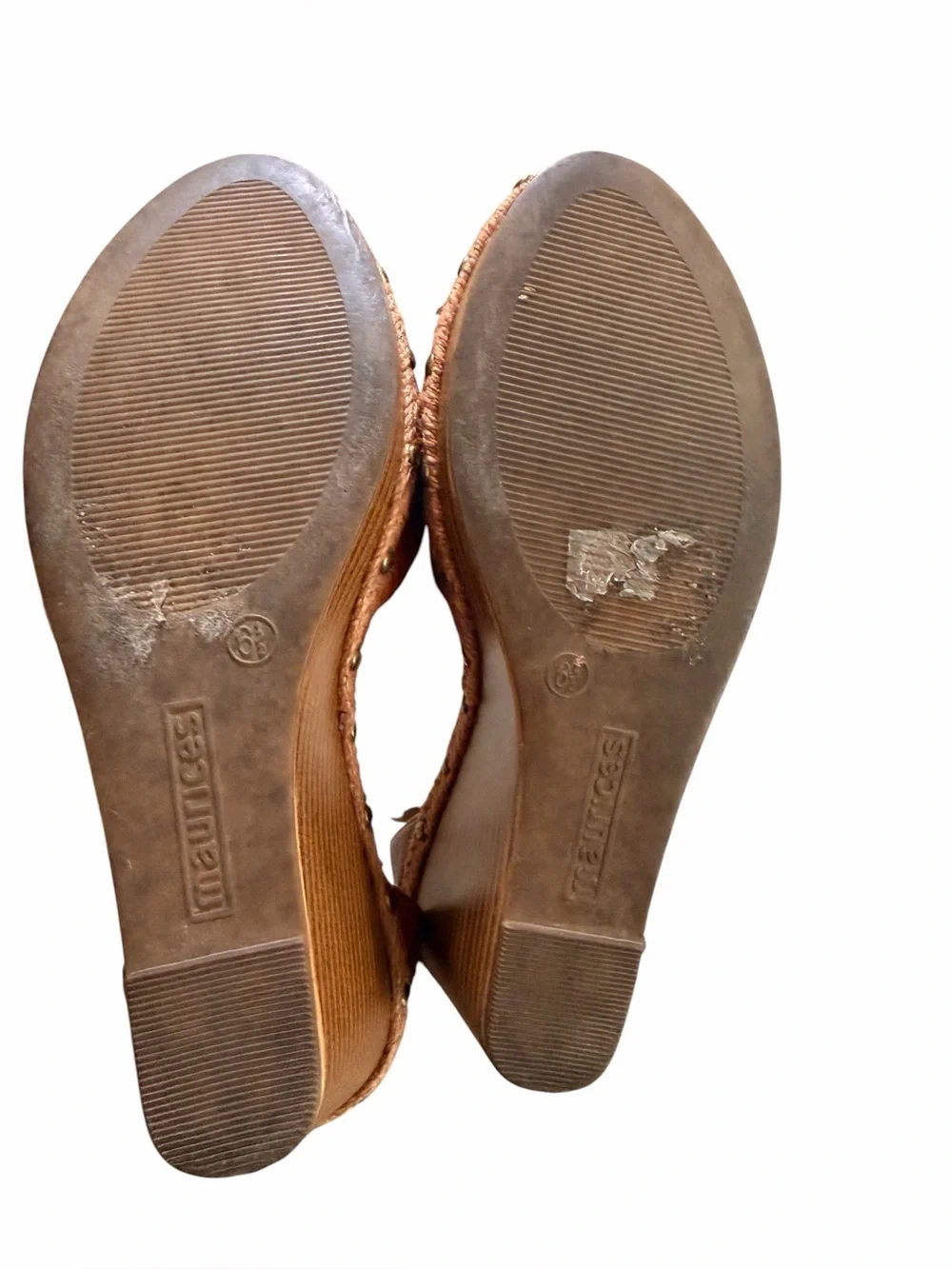 Maurice’s Bella Studded Wedge Tan/Brown Size 6.5 Narrow Fit